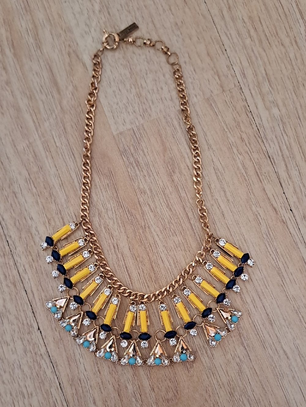 Steve Madden Gold Tone Necklace with Yellow, Blue and Turquoise Accents